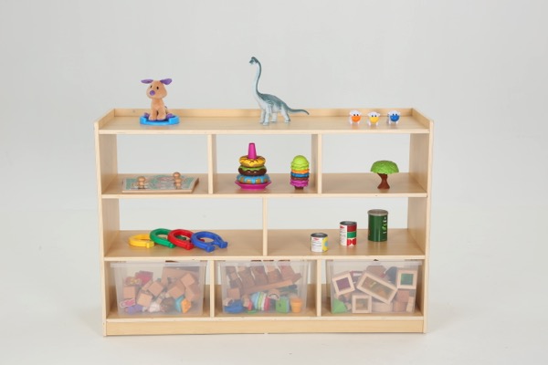 Kinder-Regal, Raumteiler, hoch, Gerade, 8 Fächer, 120x39x80 cm, Ahorn