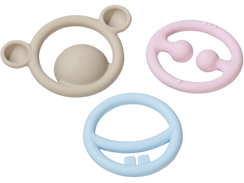 Fidget-Ringe Nigi, Nagi & Nogi aus Silikon, Ø 6,5 cm, ab 0 Jahren, pastell