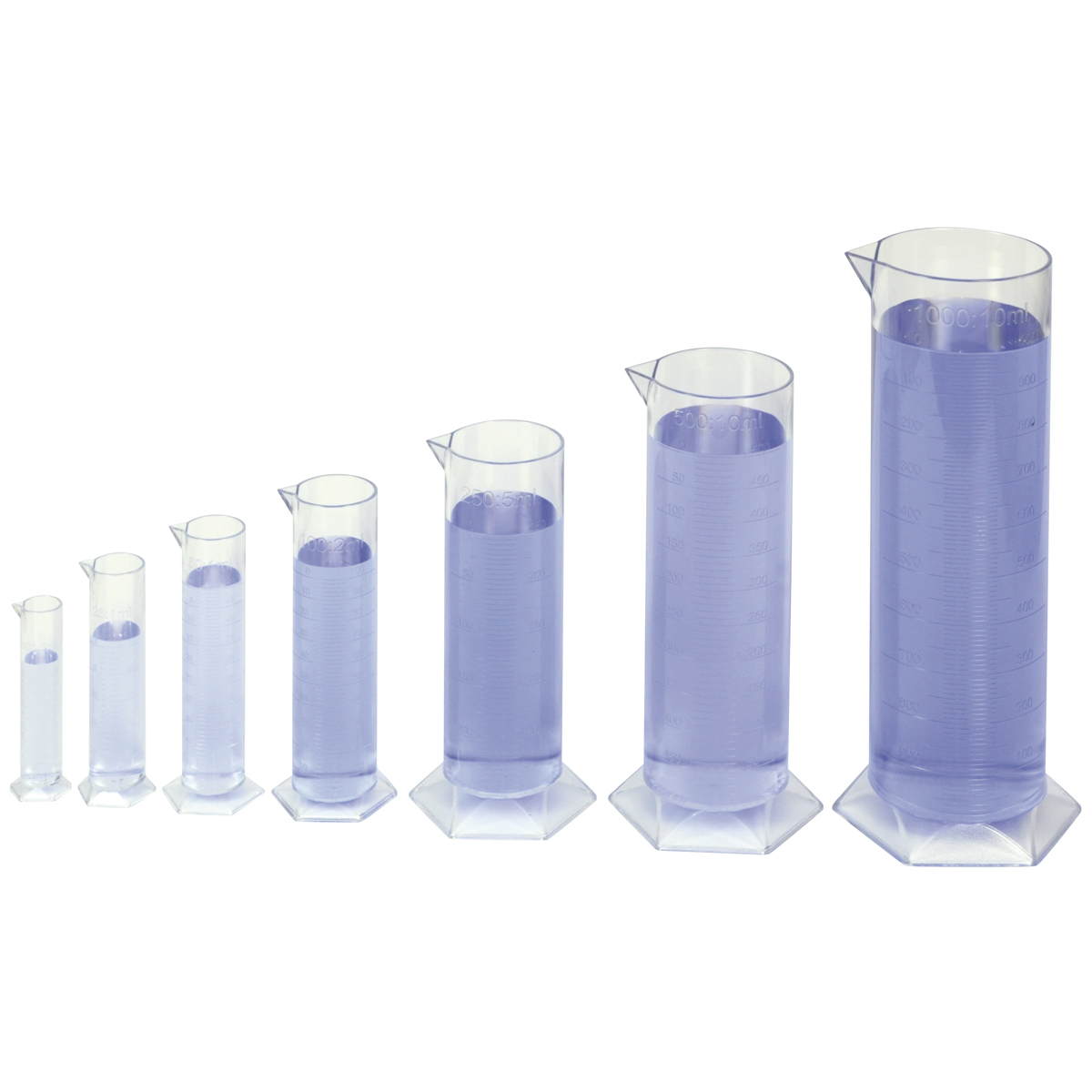 Messzylinder Set 7 Teile, 10,1000 ml, mit Messskala, ab 3 Jahre