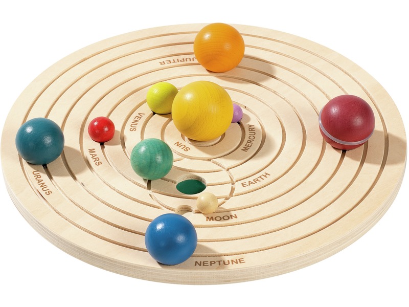 Sonnensystem 3D aus Holz, Legespiel mit 10 Planeten, ab 3 Jahren