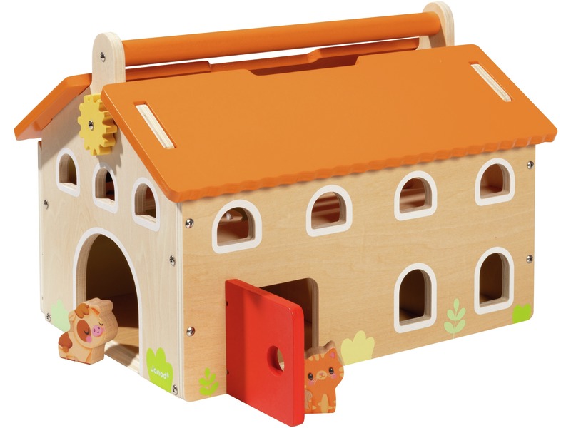 Bauernhof-Spielset aus Holz mit Traktor und 10 Tieren, ab 2 Jahren