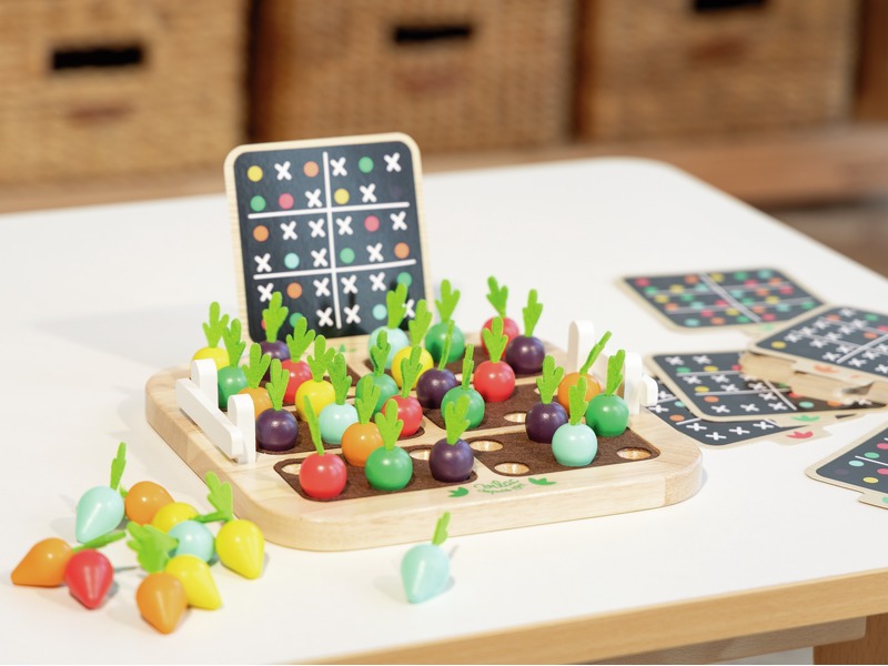 Gemüsegarten-Sudoku aus Holz, Logikspiel mit 30 Aufgabenkarten, ab 5 Jahren