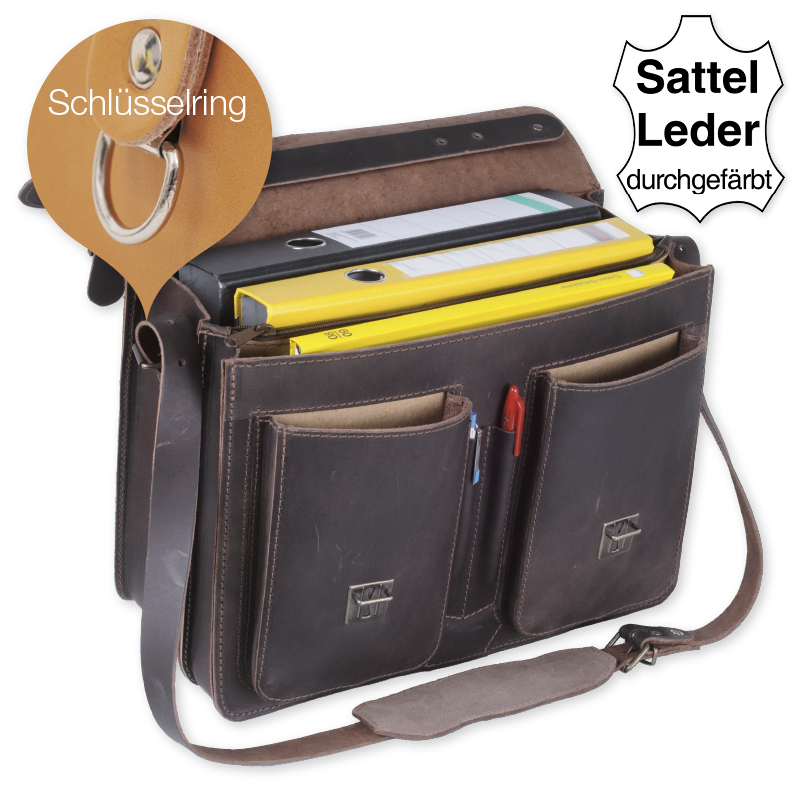 TimeTEX Büchertasche Probata mittel, cognac, Sattelleder