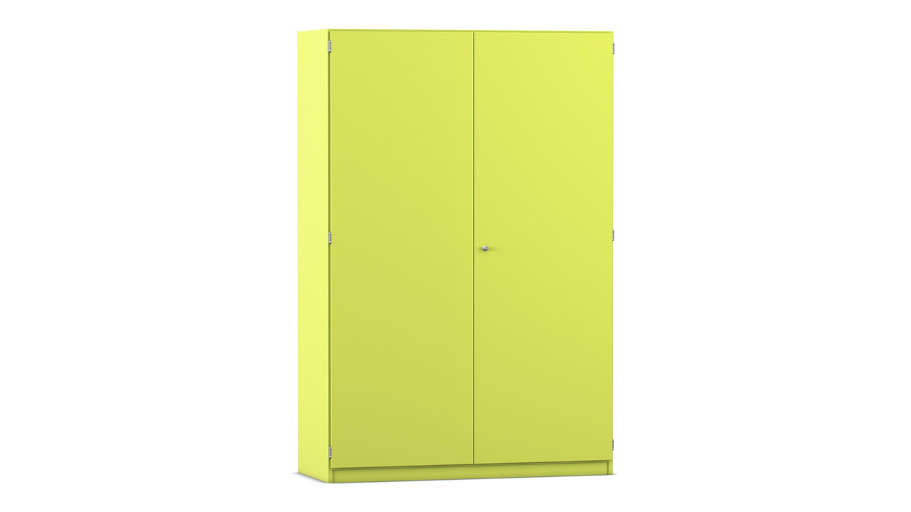 Flexeo® Garderobenschrank mit einer Garderobe und 6 Fächern, apfelgrün, 50 cm Tiefe, Dreholive