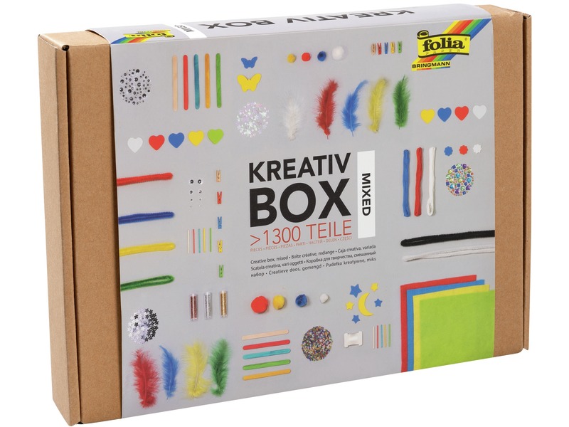 Bastelset Kreativ-Box Mix mit Wackelaugen, Filz und Pompons, ab 3 Jahren