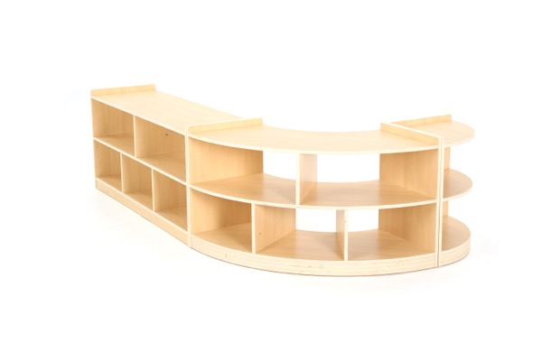 Kinder-Regal, Raumteiler, niedrig, Ecke, 2 Fächer, 39x39x57 cm, Ahorn