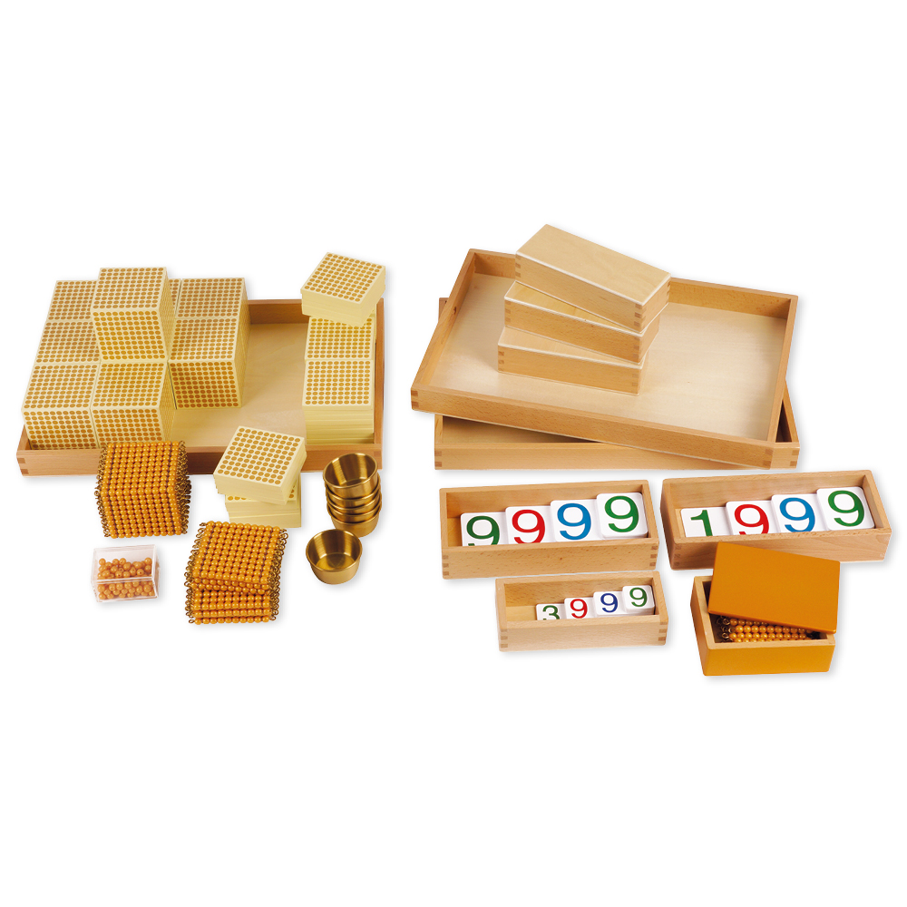 Montessori Goldenes Perlenmaterial, Komplettsatz aus Kunststoff