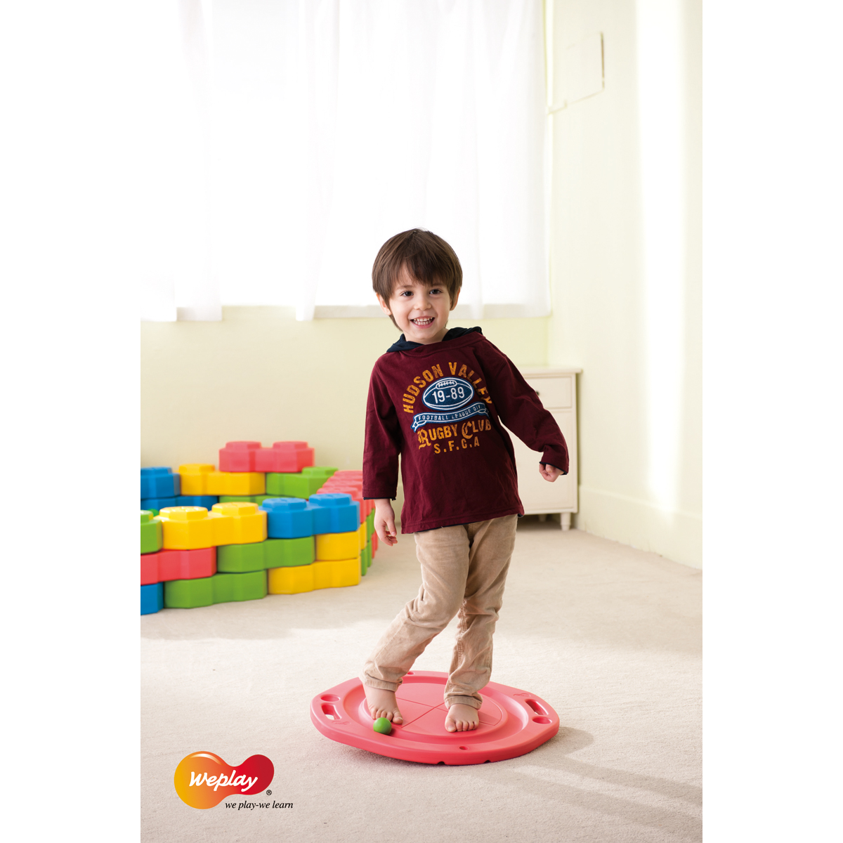 Balancier Brett, Ballbahn mit 2 Bällen, Ø 48 cm, Gleichgewichtstraining, ab 3 Jahre