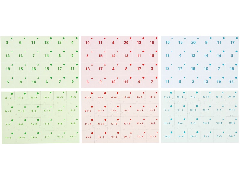 Mathe-Puzzles Addition und Subtraktion bis 20, 3 Stück, ab 6 Jahren
