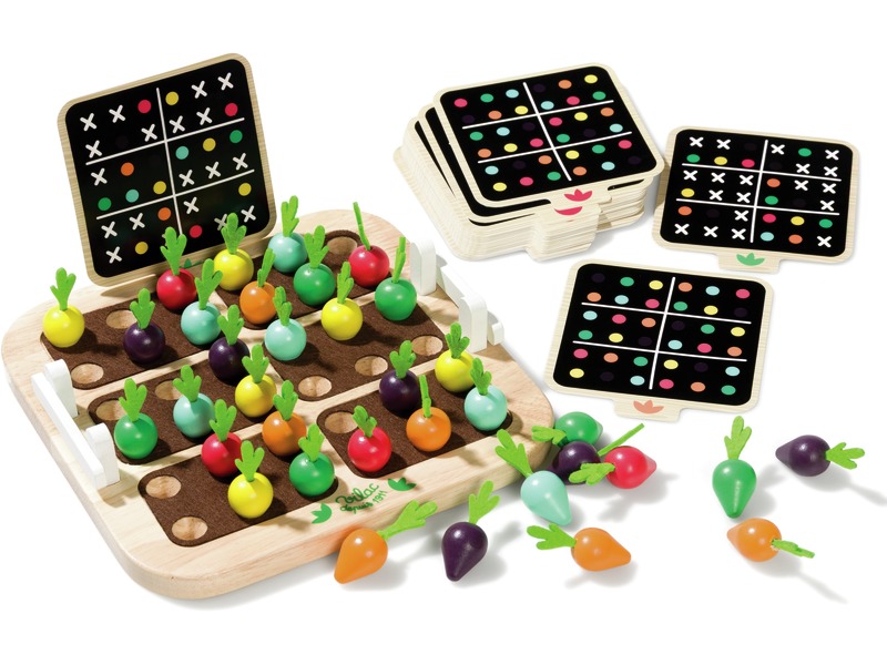 Gemüsegarten-Sudoku aus Holz, Logikspiel mit 30 Aufgabenkarten, ab 5 Jahren