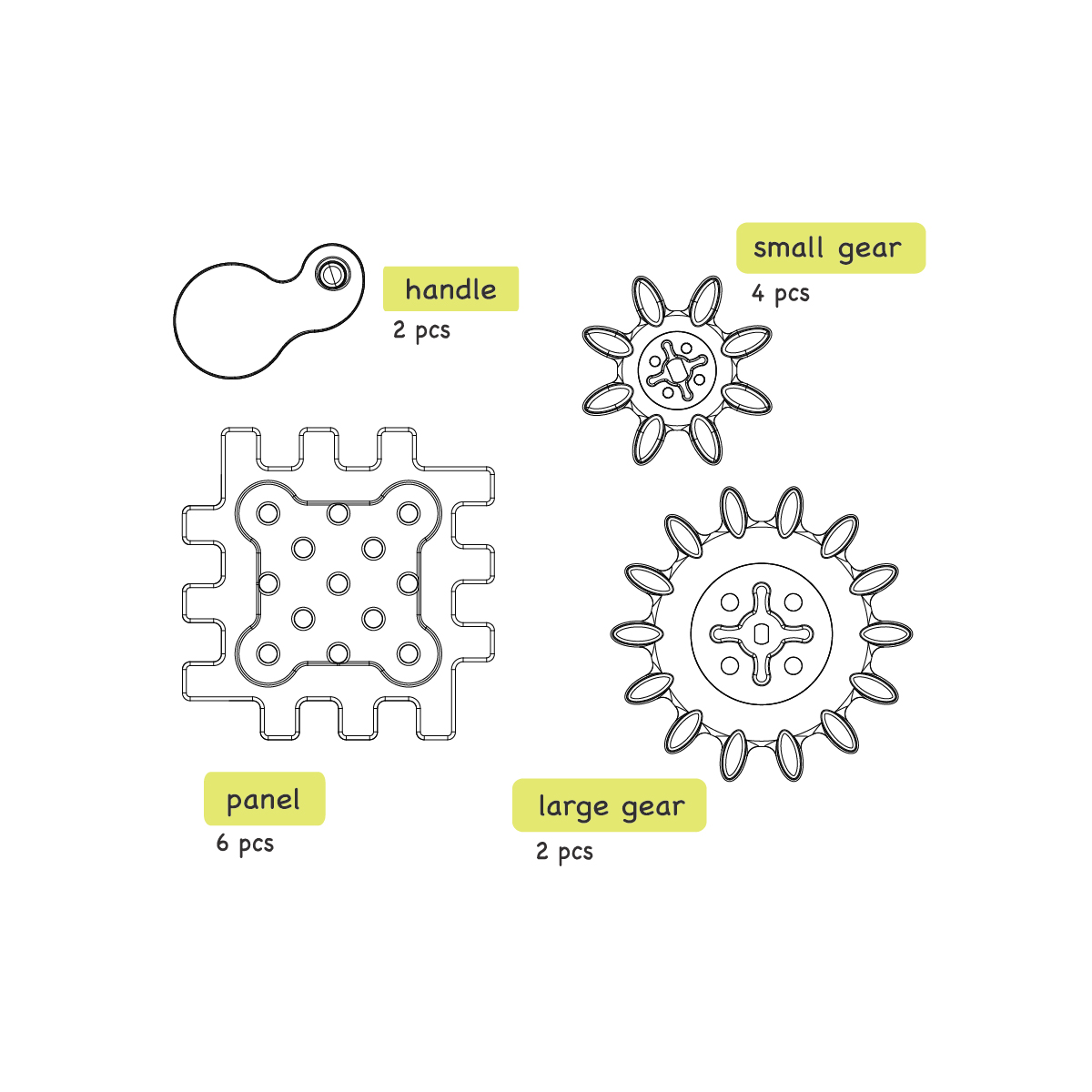 We Block Gears Zahnradset mit Kurbeln und Platten, Ø 52 cm, ab 2 Jahren