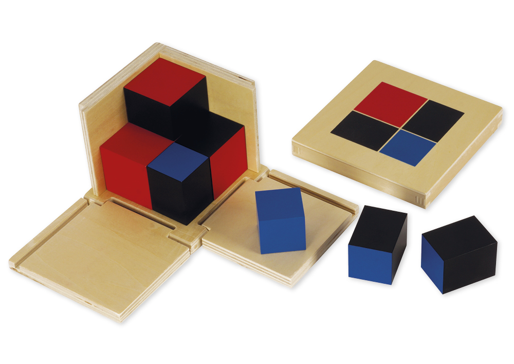 Montessori Binomischer Kubus, Binomischer Würfel in Holzbox