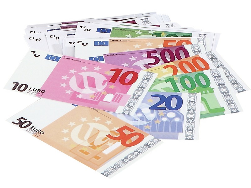 Spielgeld in Euro für den Kaufladen, Set mit 28 Scheinen, ab 3 Jahren