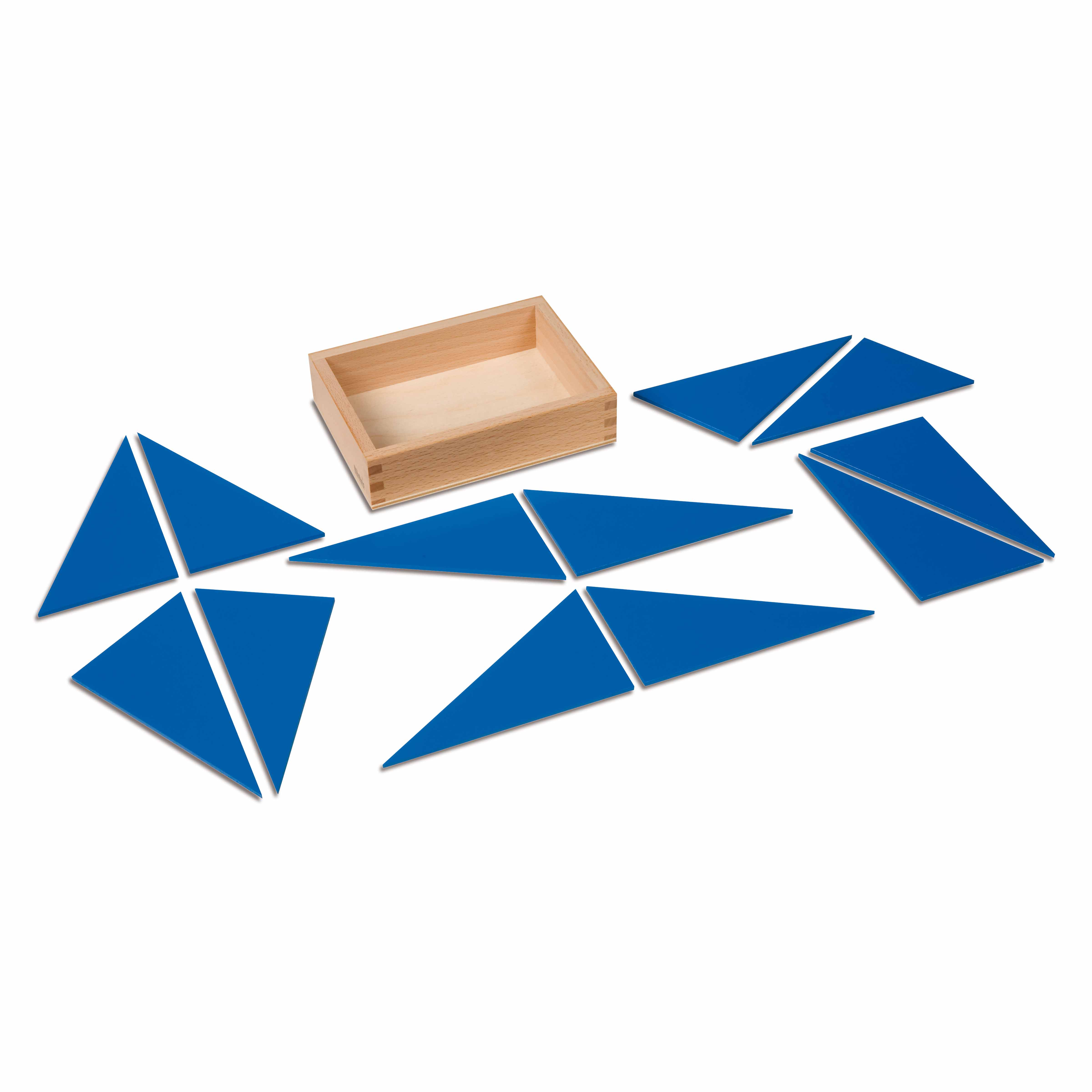 Zwölf blaue Dreiecke - Montessori Sinnesmaterial