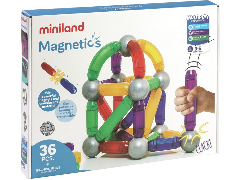 Magnetisches Bauspiel transparent, 36 Teile, Magnetismus entdecken, ab 3 Jahren