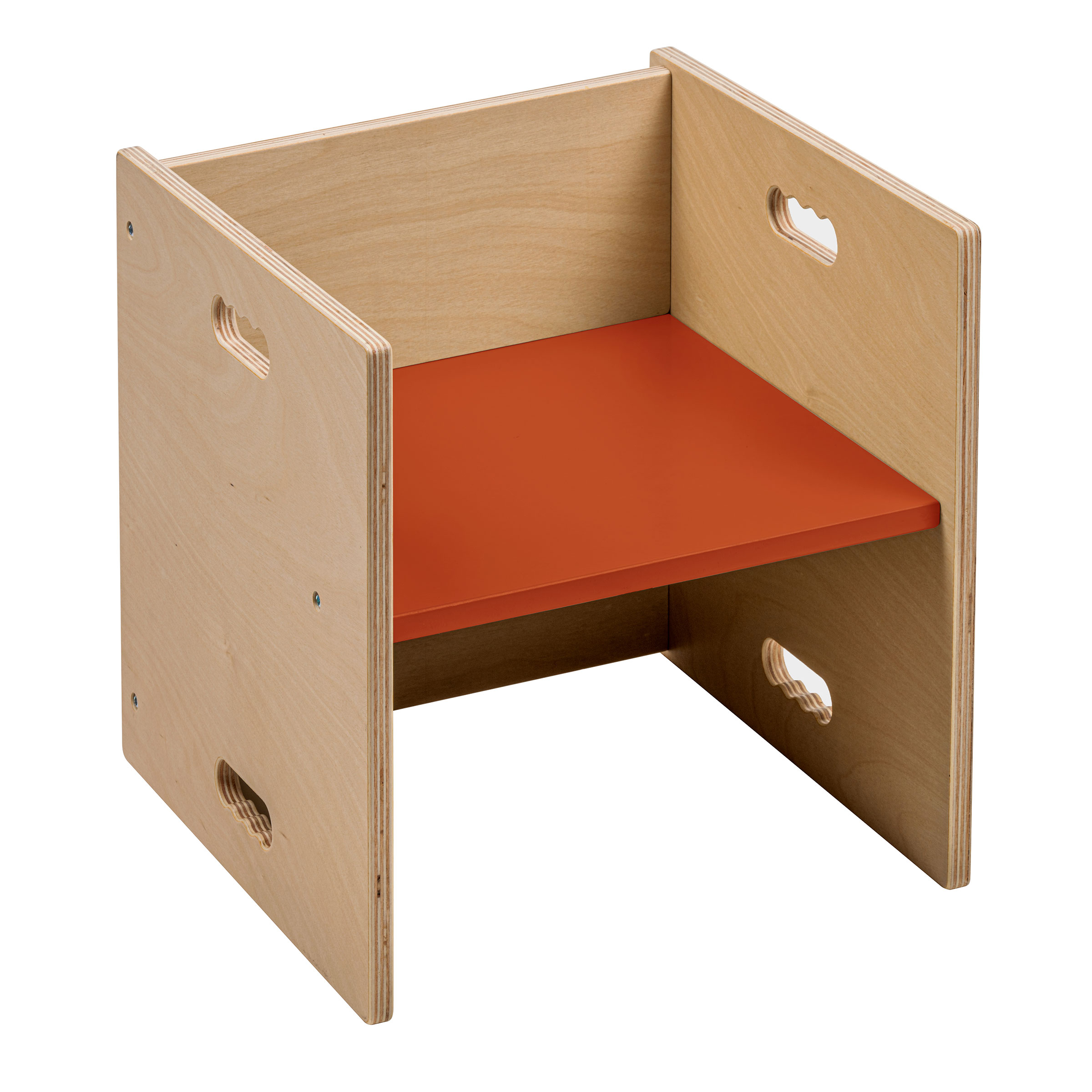 Kubenstuhl 36 x 36 cm, Indischrot – Stuhl mit 2 Sitzhöhen