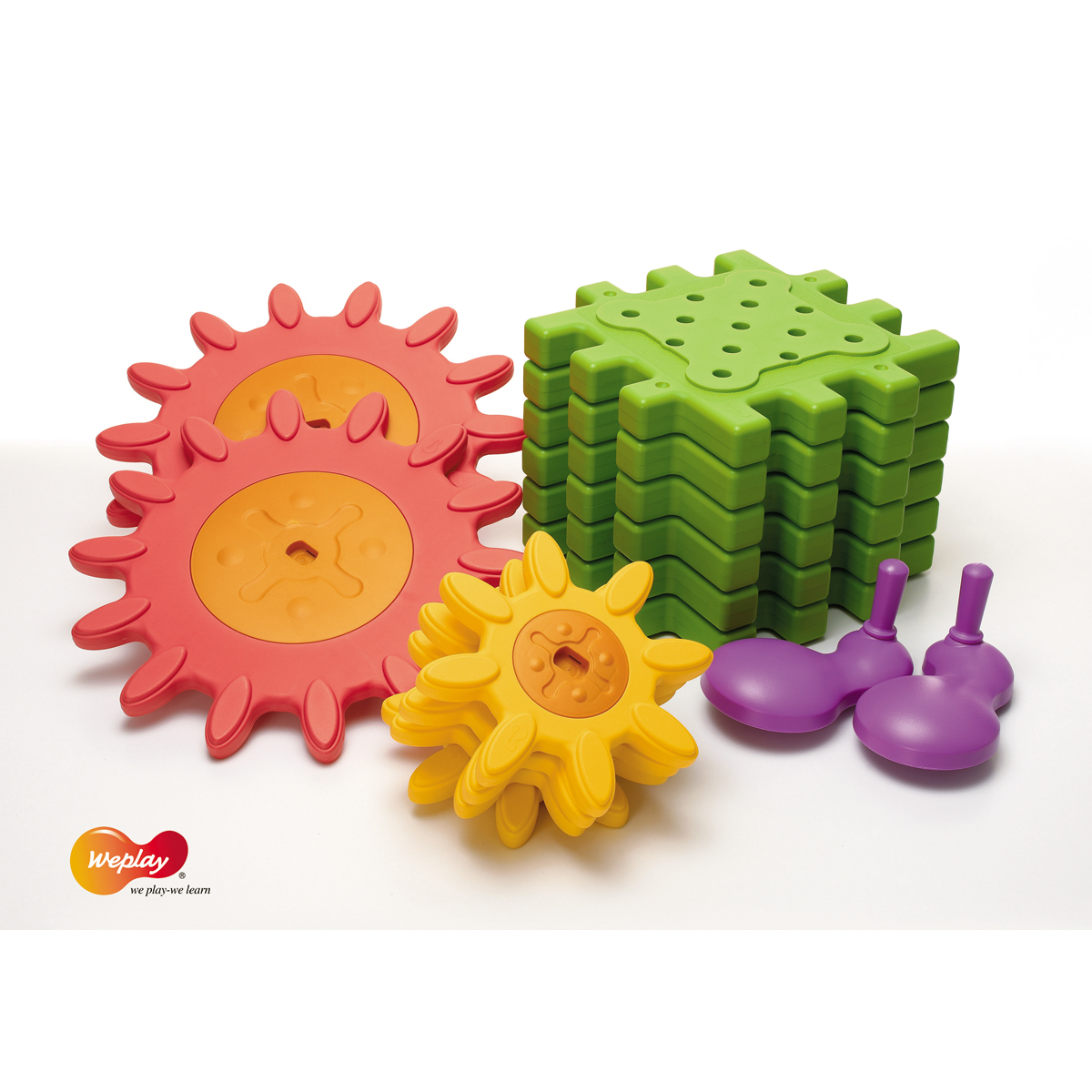 We Block Gears Zahnradset mit Kurbeln und Platten, Ø 52 cm, ab 2 Jahren