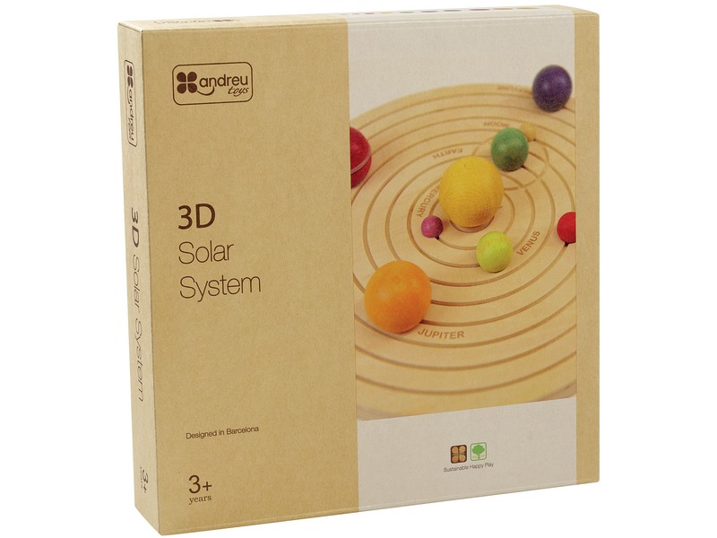 Sonnensystem 3D aus Holz, Legespiel mit 10 Planeten, ab 3 Jahren