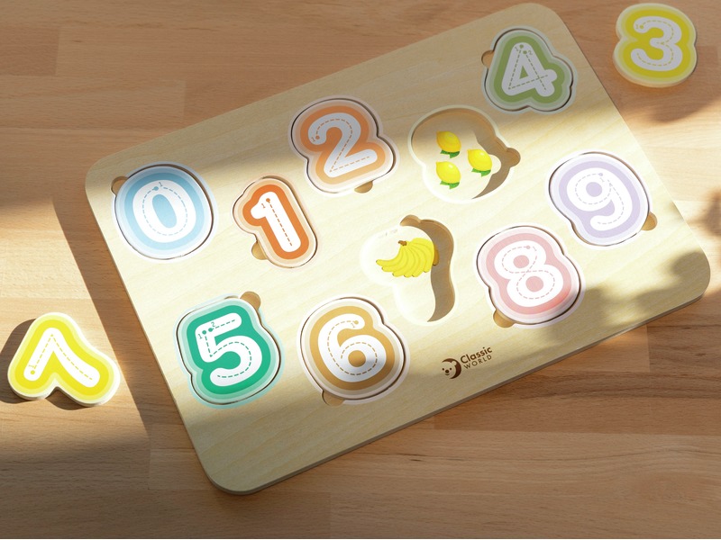 Steckpuzzle Zahlen aus Holz, 10 Teile, ab 2 Jahren