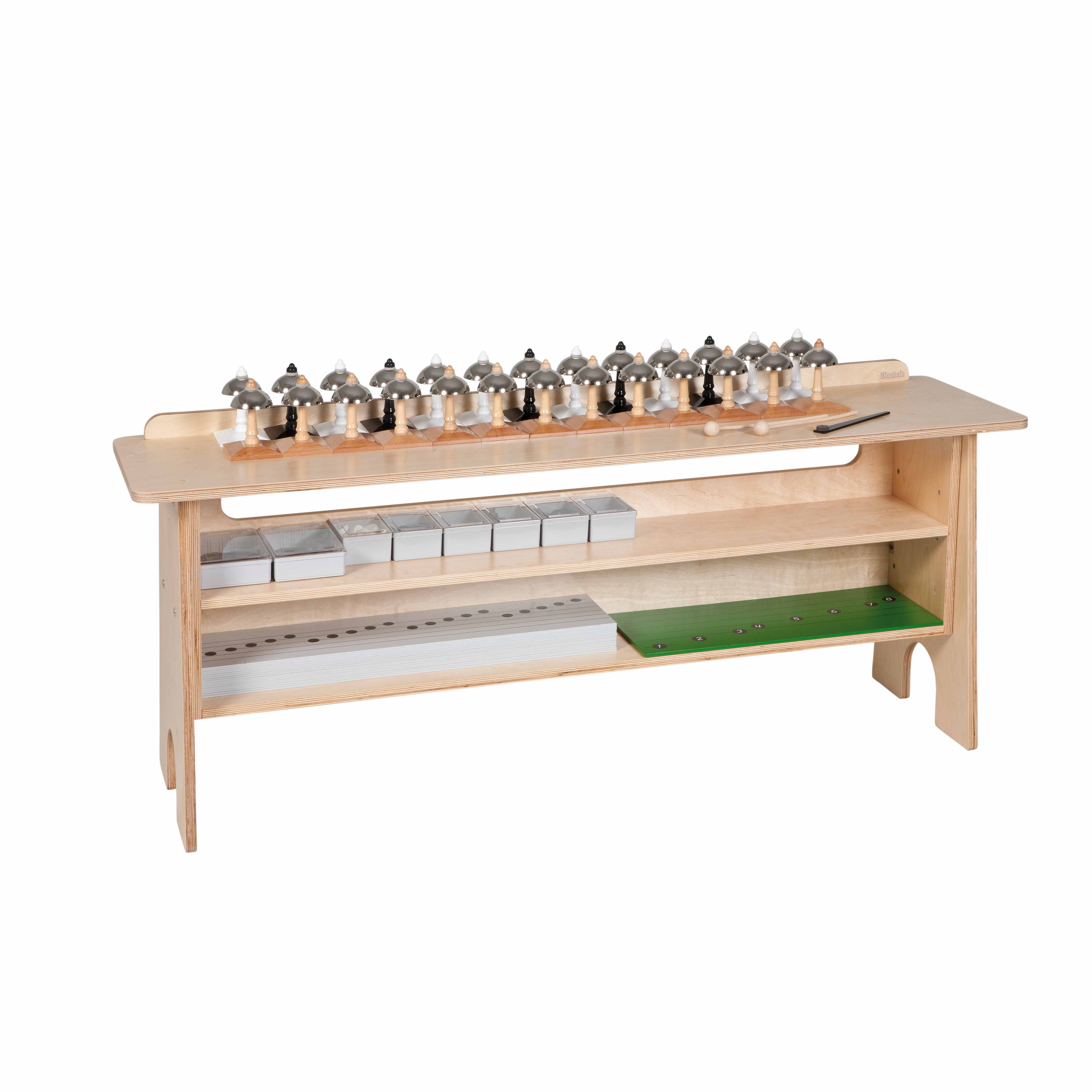 Tisch für Glocken und Klangstäbe - Montessori Sinnesmaterial