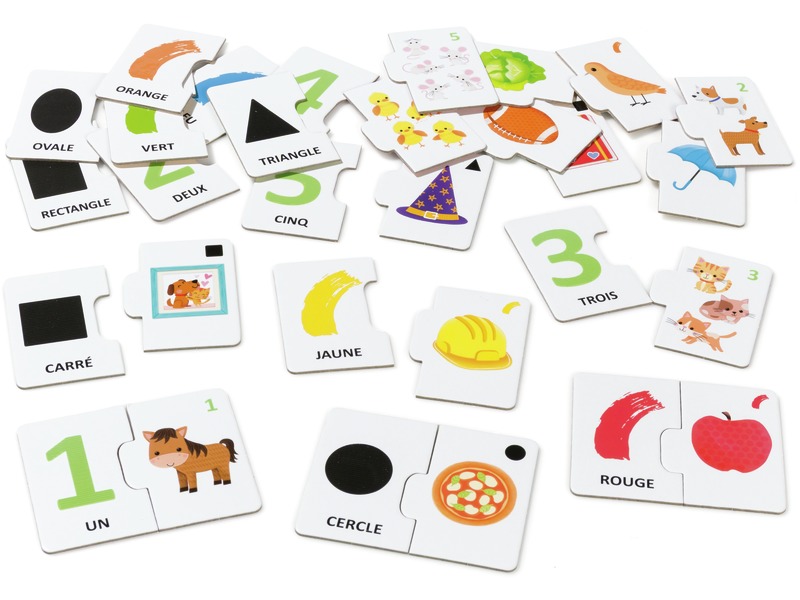 Zweiteilige Puzzles Zahlen, Formen und Farben, ab 2 Jahren