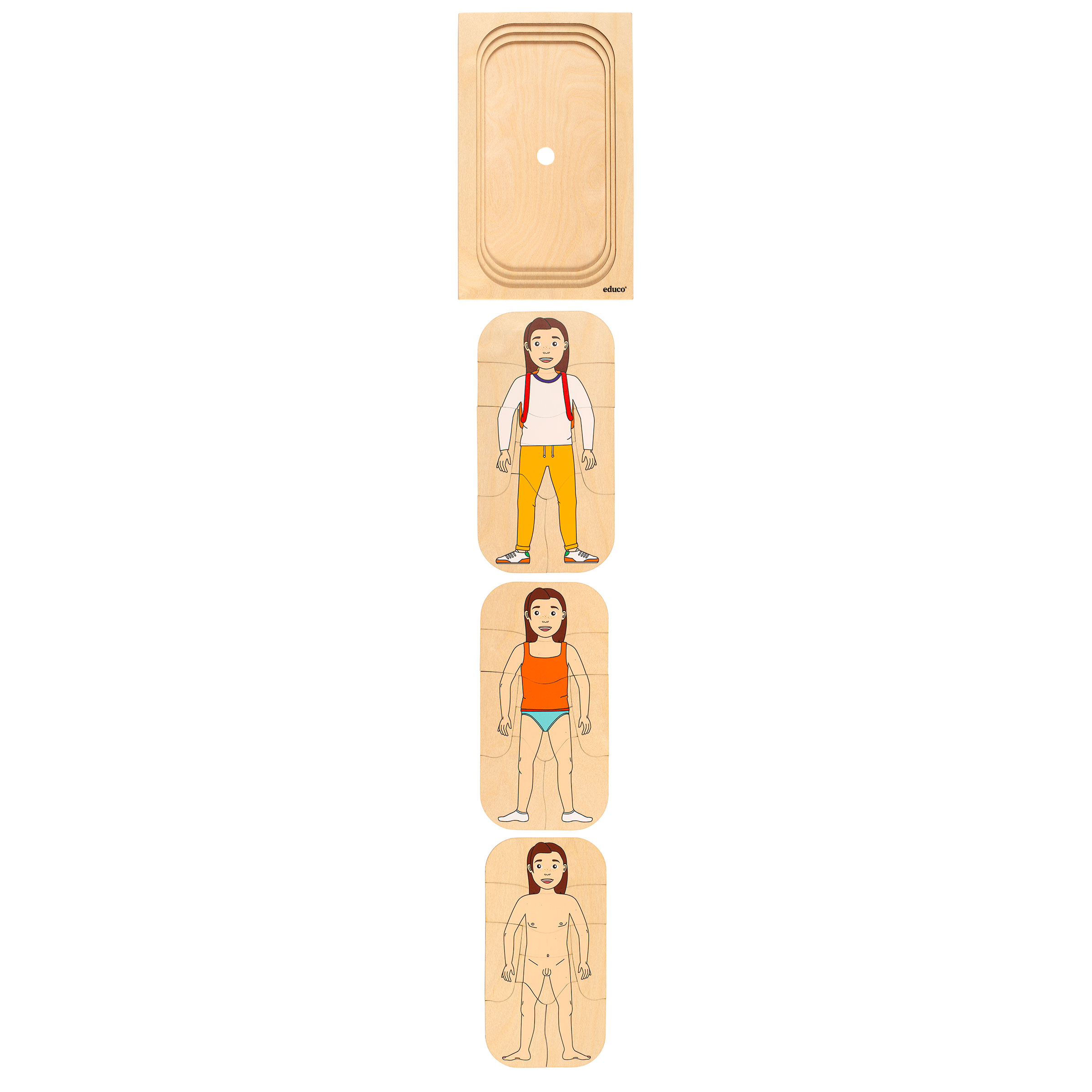 Ankleidepuzzle Junge – Schichtenpuzzle aus Holz, 24 Teile