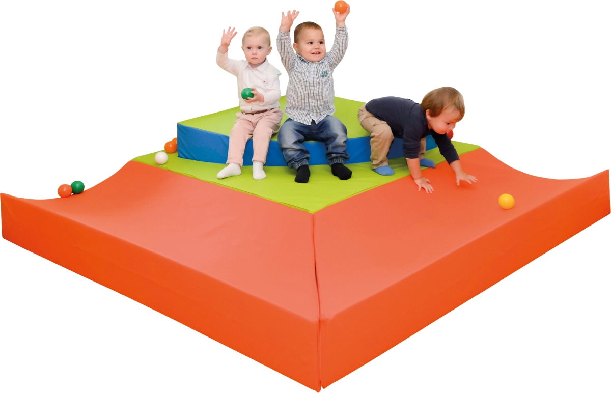 Ballbad für Babys, mit Kugellaufbahn und Viertelkreispodest, 4-teilig, Qualitäts-Kunstleder, 180 x 180 cm