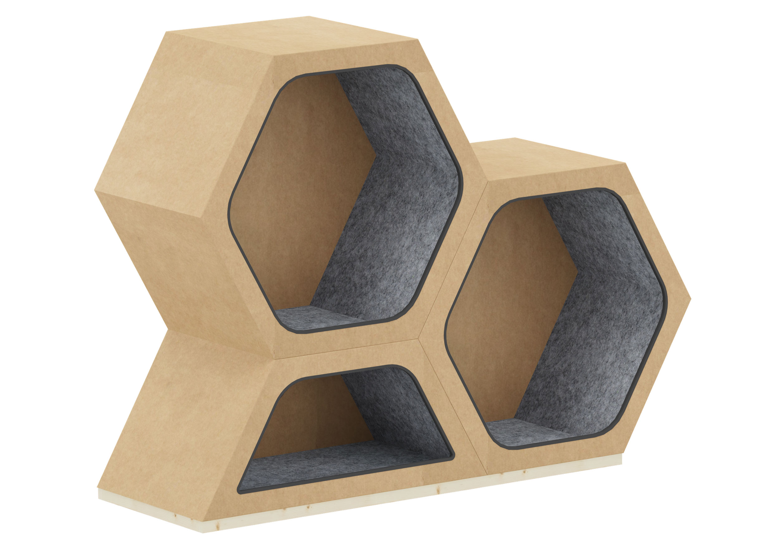 Lernwabe® Karton: Holz-Sockel für eine Halbe + eine Ganze Wabe