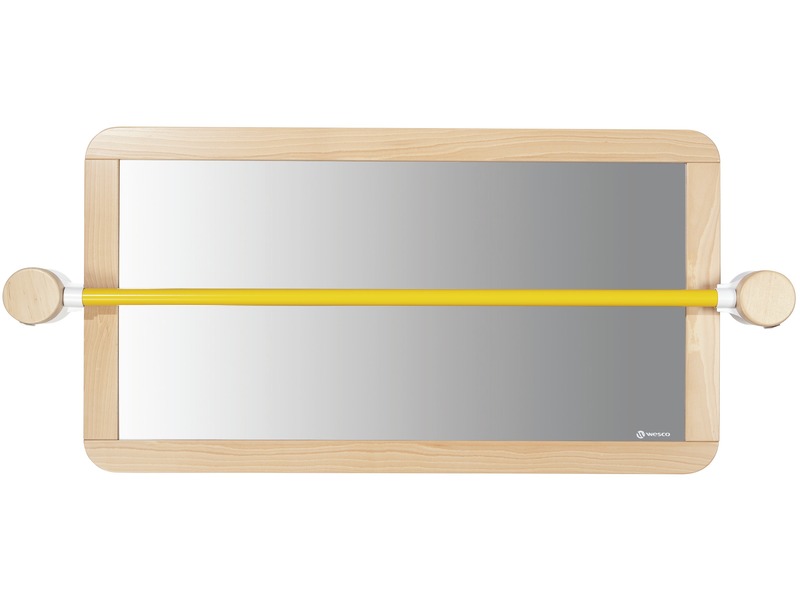 Großer Krippenspiegel mit gerader Haltestange und Verbindungen, gelb