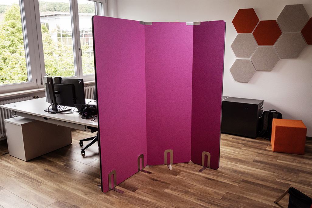 Lärmschutz Akustik-Trennwand Pink, 180x60 cm, soni STELLWAND