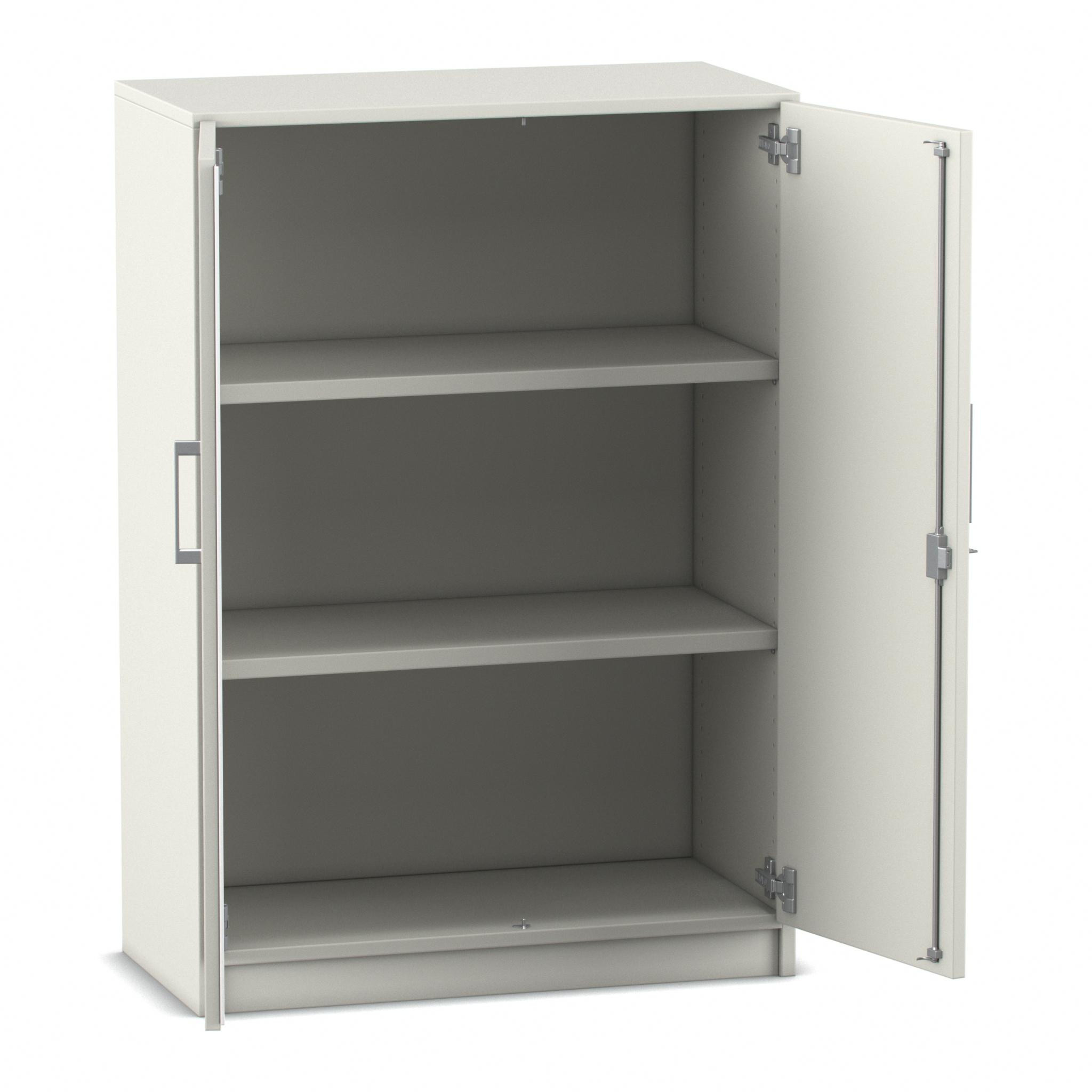 Flexeo Schrank mit Drehtüren, weiss, 3 Ordnerhöhen, HxBxT: 115,3x80x42, Bogengriff mit Schloss