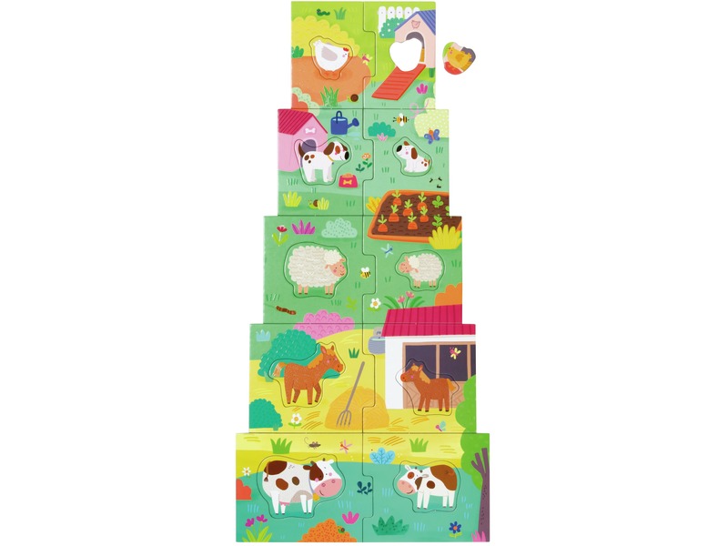 Tastpuzzle Der Turm der Tiere mit erhabenen Details, ab 2 Jahren