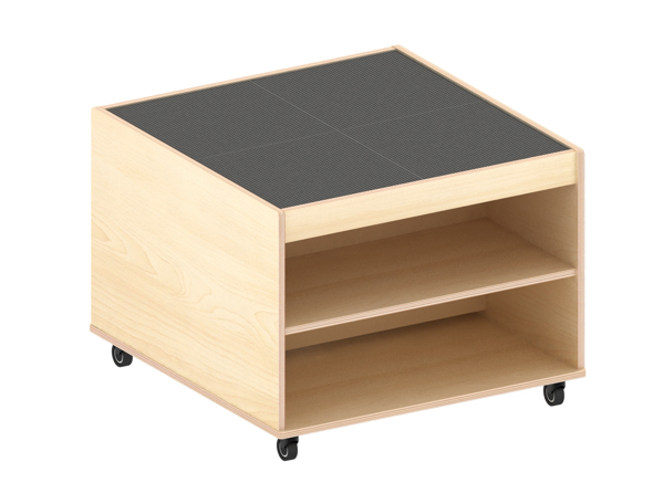 Bausteinwagen für Klemmbausteine, 4 Fächer, mit Rollen, aus Holz, 87x84x60 cm, Ahorn