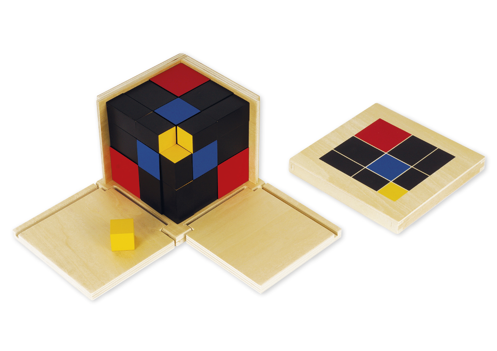 Montessori Trinomischer Kubus, Trinomischer Würfel in Holzbox