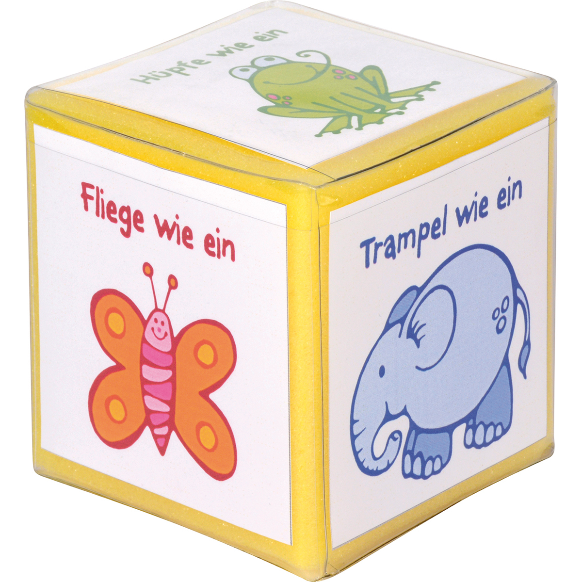Taschenwürfel klein, 8 x 8 x 8 cm, Schaumstoffwürfel mit Klarsichttasche, ab 3 Jahre