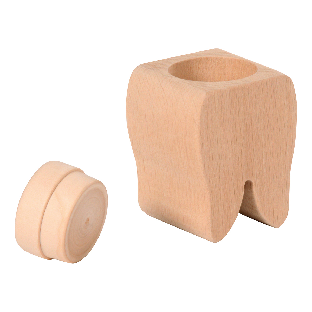 Zahndose 4 x 4 x 6 cm, Holzdose zur Aufbewahrung von Milchzähnen