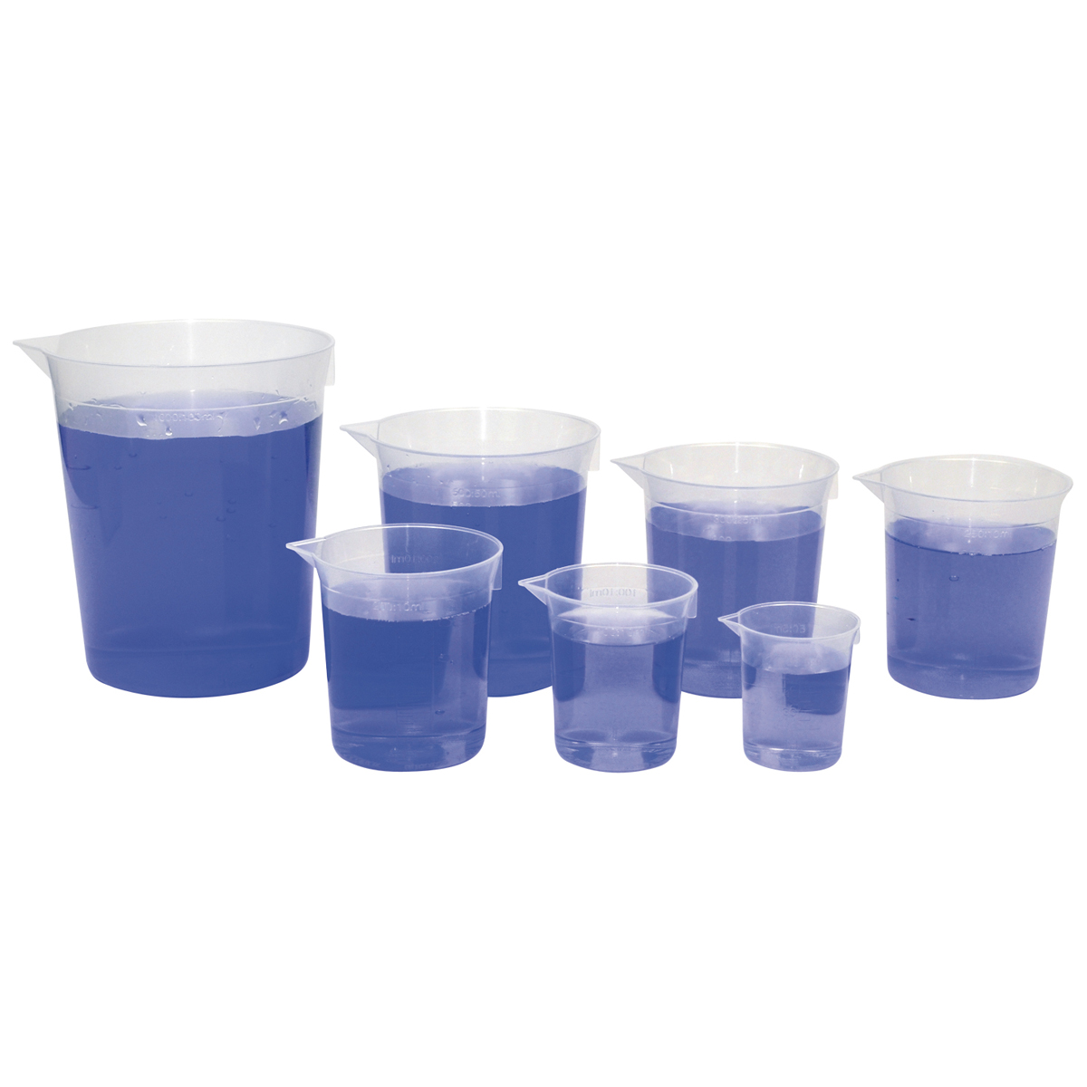 Messbecher Set 7, teilig, 50,1000 ml, mit Ausgießer und Messskala