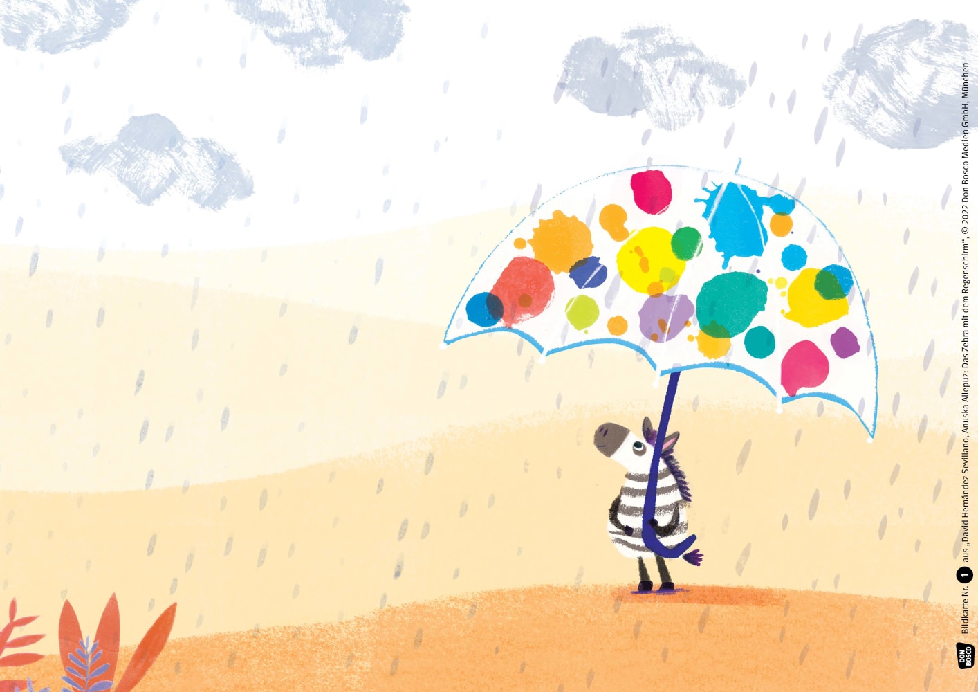 Das Zebra mit dem Regenschirm. Kamishibai Bildkartenset, 3-6 Jahre