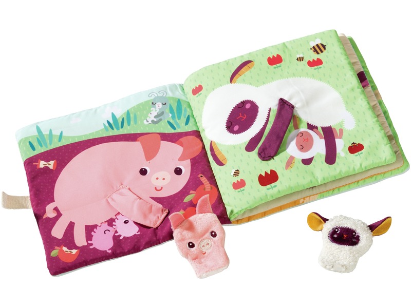 Aktivitätenbuch Tierbabys aus Stoff mit 5 Handpuppen, ab 1 Jahr