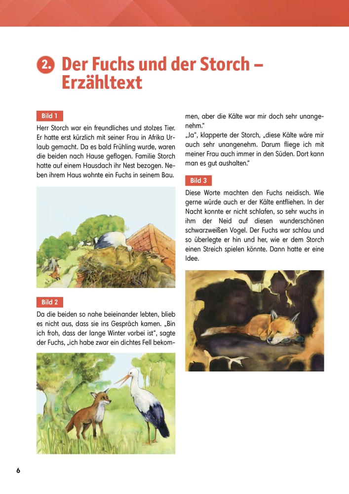 Arbeitsmaterial Der Fuchs und der Storch, 5-11 Jahre
