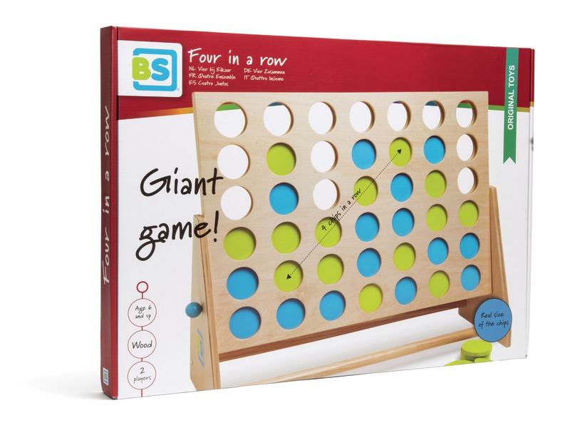 Riesenspiel 4 gewinnt aus Holz mit 42 Spielmarken, ab 6 Jahren