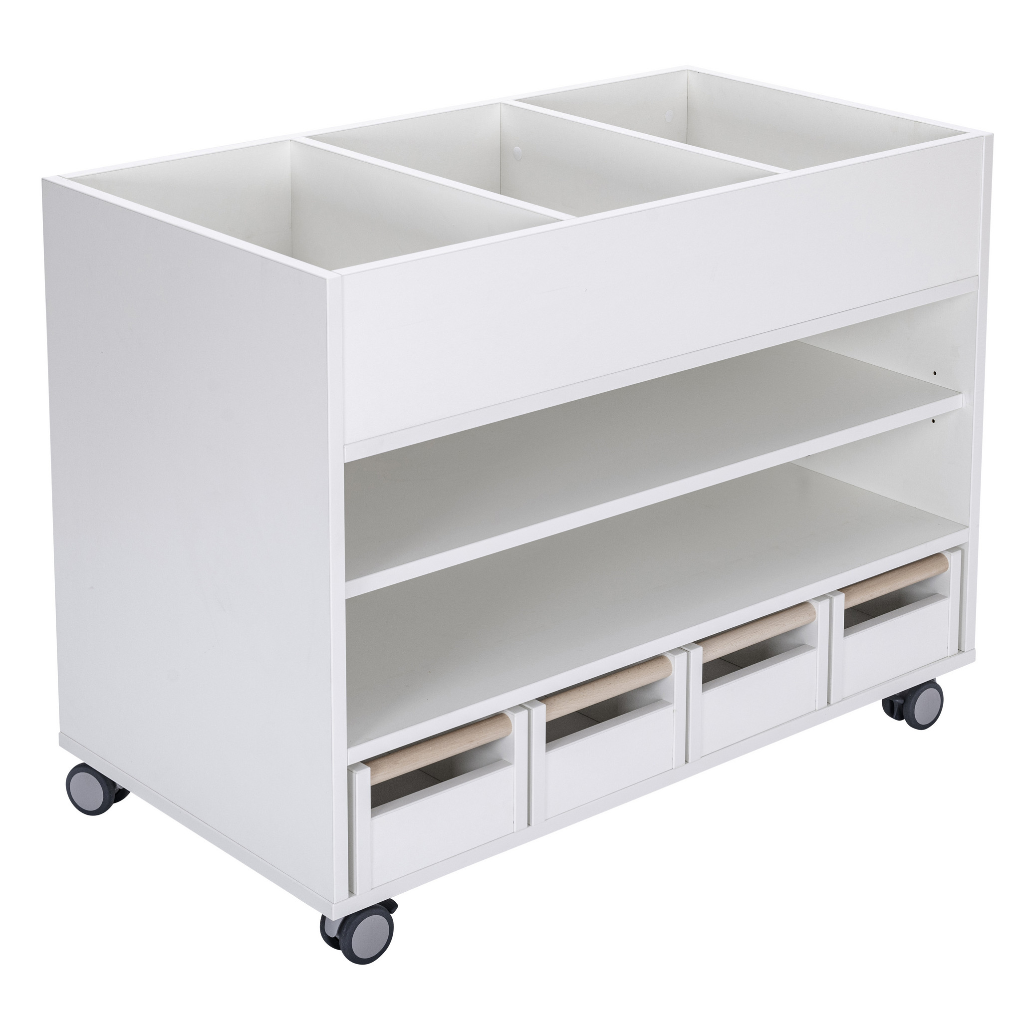 Universalwagen für Bastelmaterial & Bücher, Buche Sand, HxBxT 80x102x55 cm