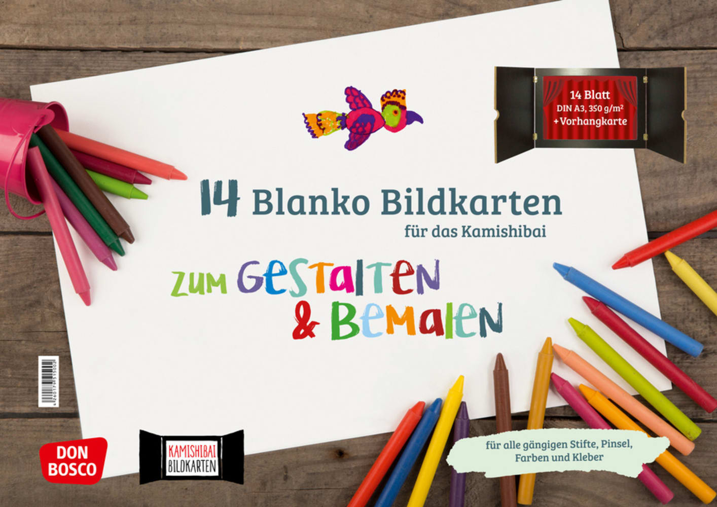 Kamishibai 14 blanko Bildkarten zum Gestalten & Bemalen