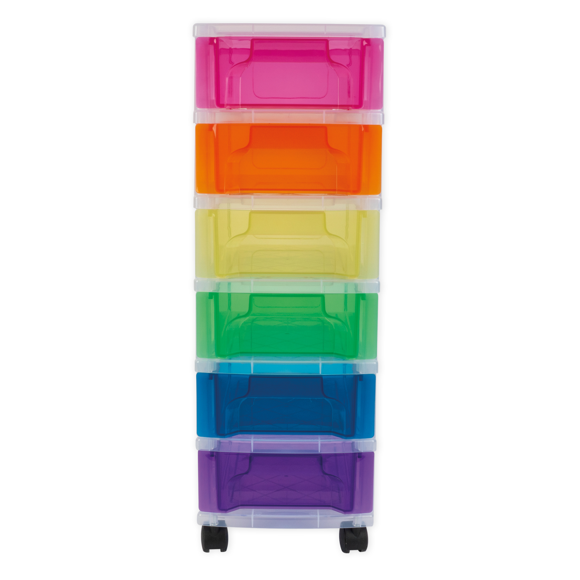 Schubladenbox Regenbogen, 6-farbig, mit 4 Lenkrollen