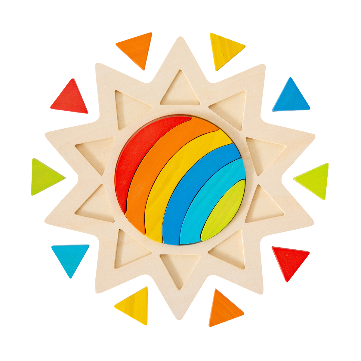 Holzbausteine-Set, Sortierspiel Sonne, bunt, 16-teilig