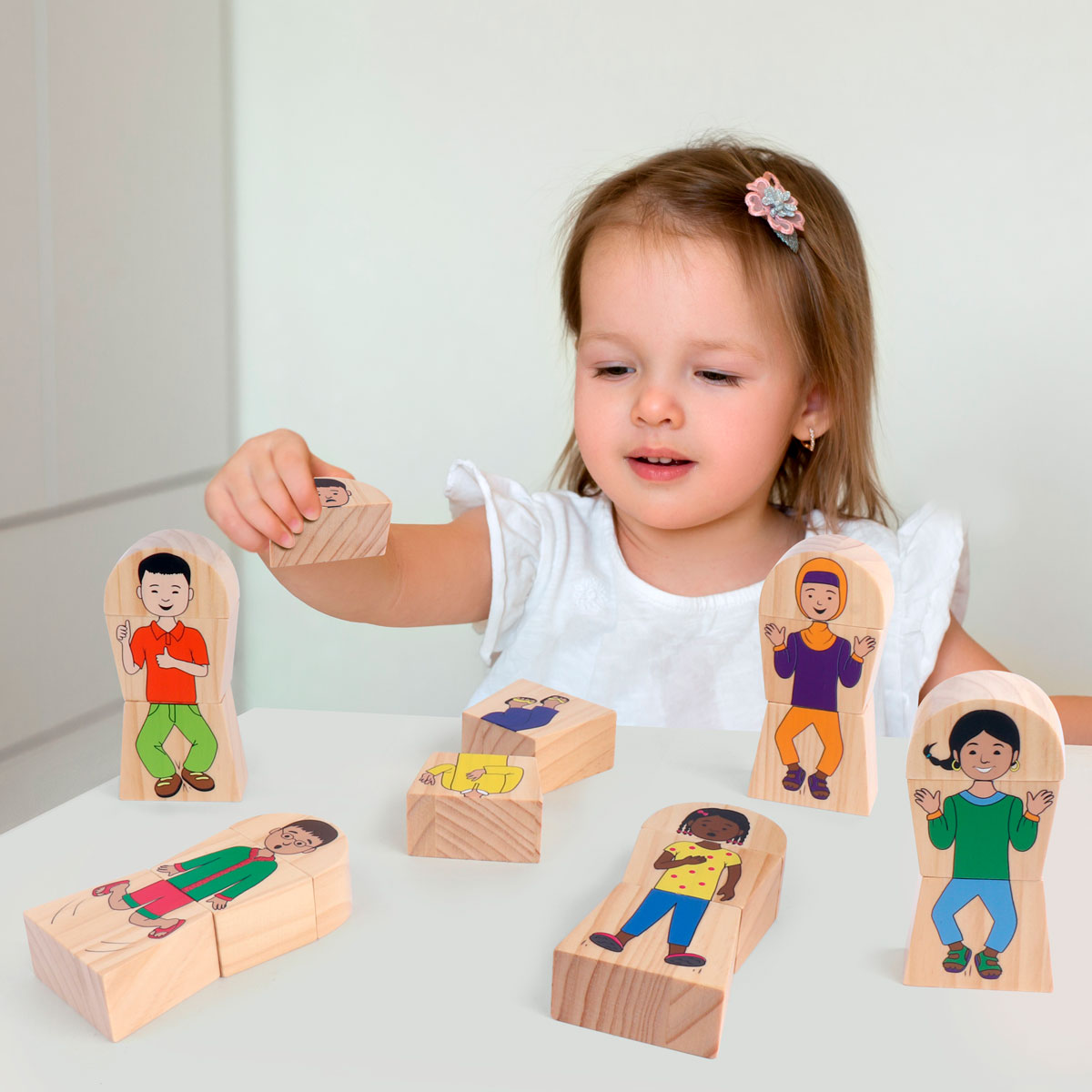 Holzbausteine-Set, Gefühle und Emotionen, 18-teilig