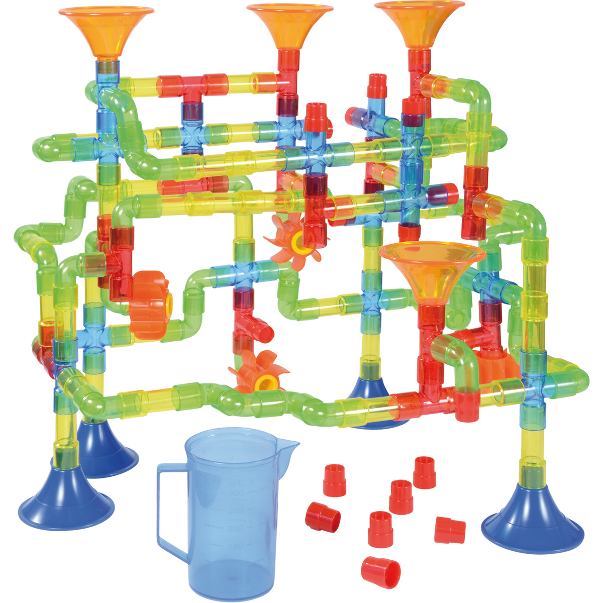 Wasserbahn Set transparent, 151 Teile, Wasserräder, Trichter, Box, ab 3 Jahre