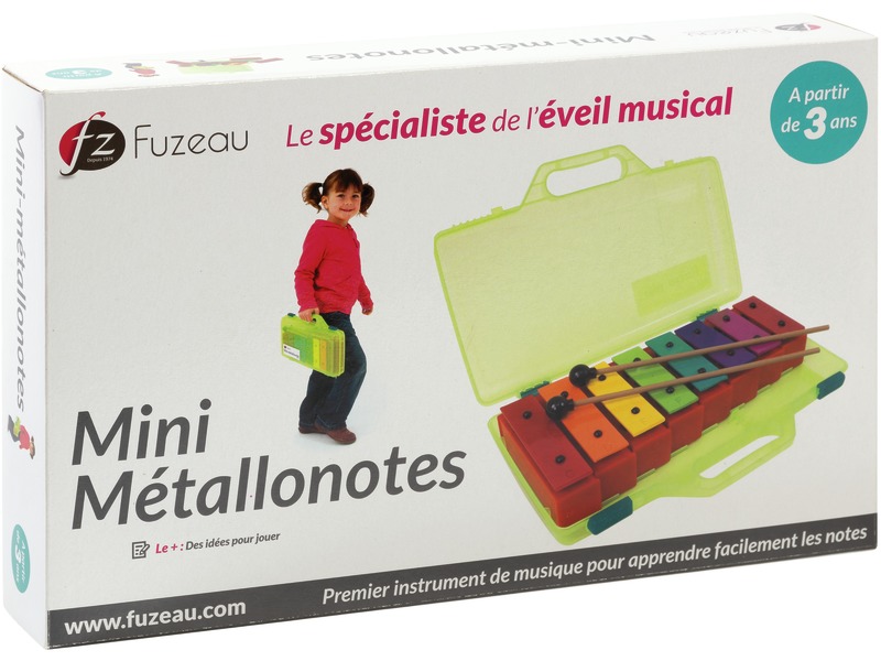Mini-Metallophon mit 8 farbigen Klangplatten und 2 Schlägeln, ab 3 Jahren