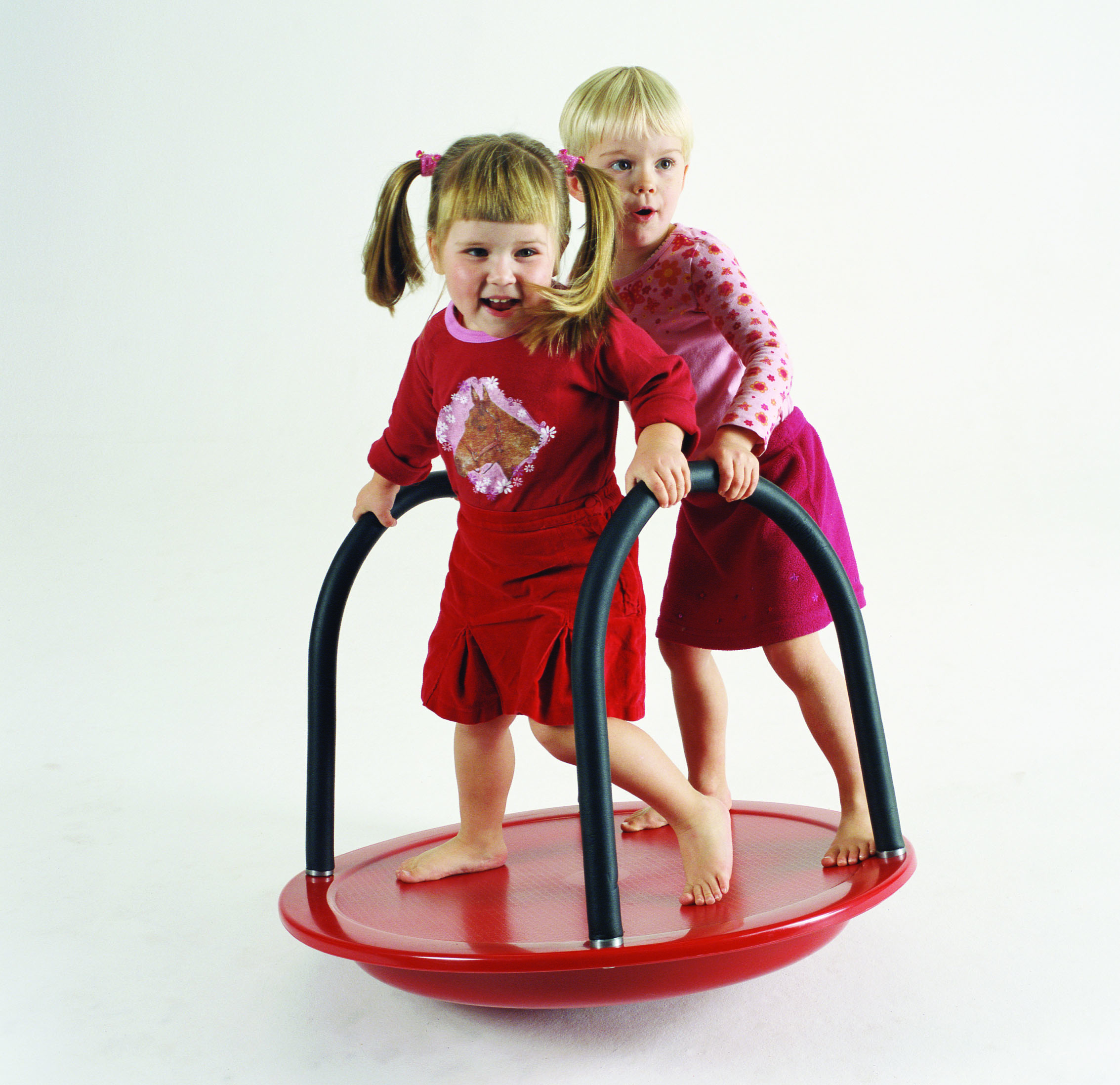 Runde Wippe, Gonge, mit Haltegriffen, 76 cm, rot, für 1-2 Kinder, 3-8 Jahre