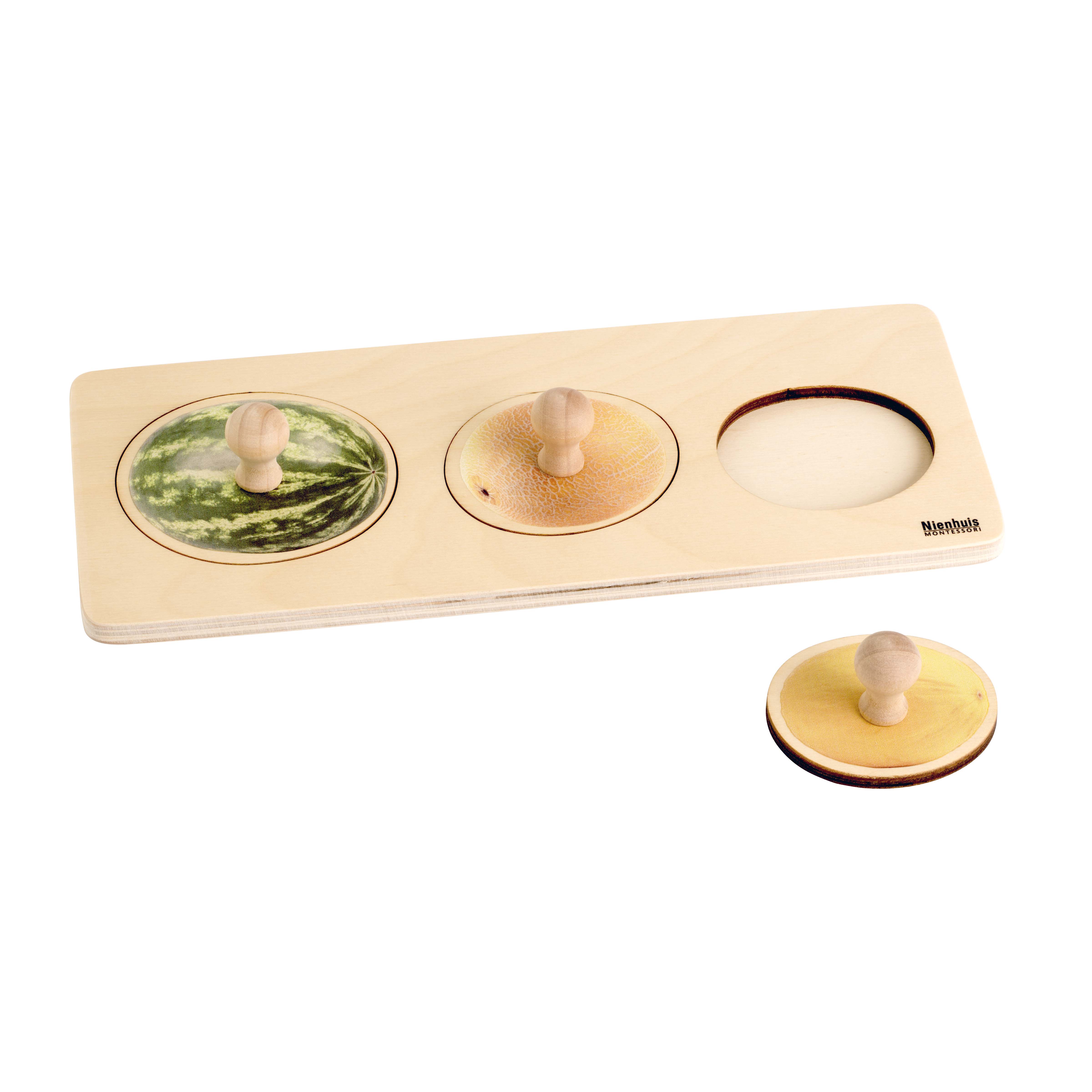 Kleinkind-Puzzle: 3 Melonen - Montessori Bewegung